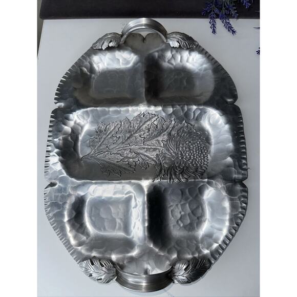 Continental Trademark Serving Tray Hand Wrought Silverlook 537 Hammered Aluminum - Picture 1 of 7